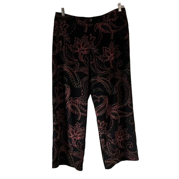 Hearts of Palm Black Paisley & Flower Print Pants Woman’s Size 16 - Picture 1 of 12